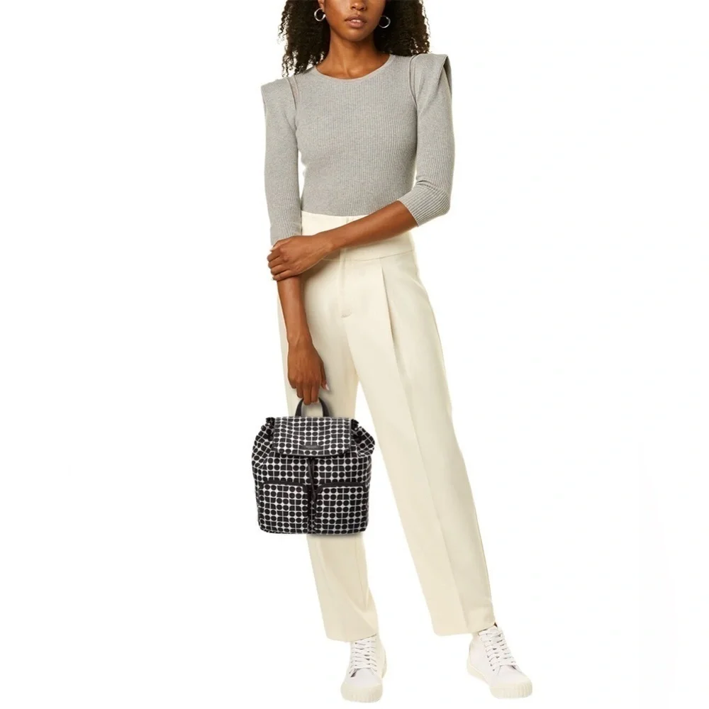 NEW Kate Spade Black and White Jacquard Fabric Backpack